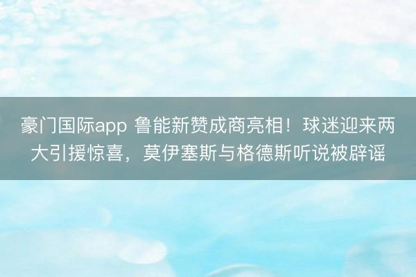 豪门国际app 鲁能新赞成商亮相！球迷迎来两大引援惊喜，莫伊塞斯与格德斯听说被辟谣
